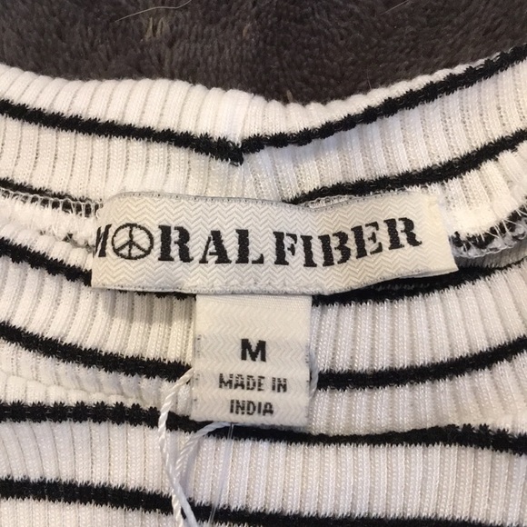 Moral Fiber Black + White Stripe Bodysuit - Picture 3 of 5